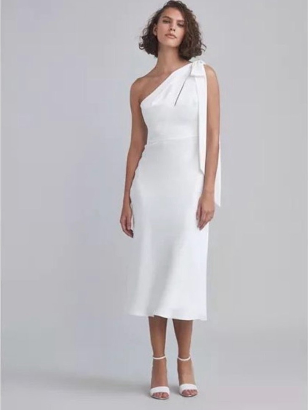 Amsale bow trim one shoulder dress